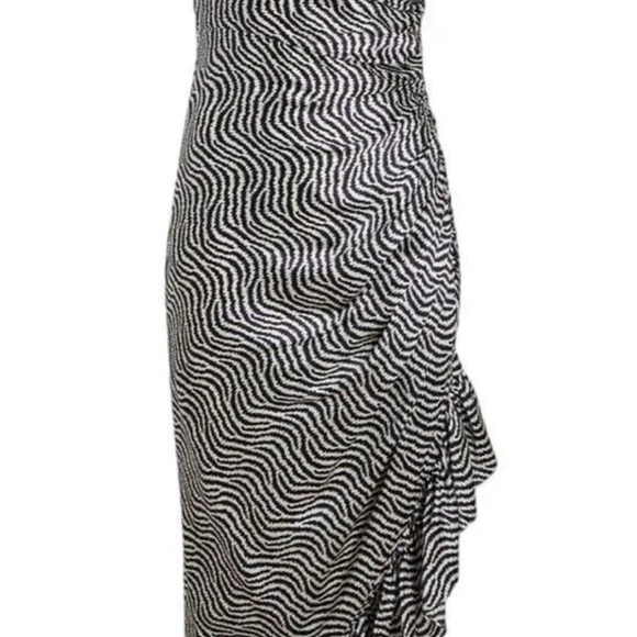 Cinq a Sept Silk Christel Ruched Midi Dress 4 - Picture 8 of 9